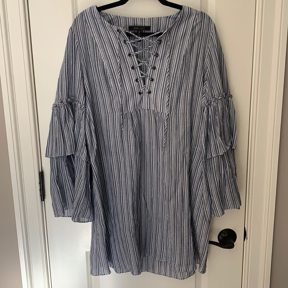 BCBGMaxAzria Blue and White Striped Dress